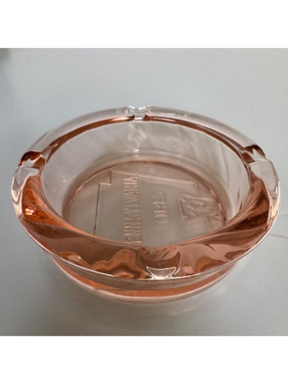 Pennsylvania Tires Depression Glass Ashtray Pink Trinkets Jewelry Vintage - Picture 9 of 10